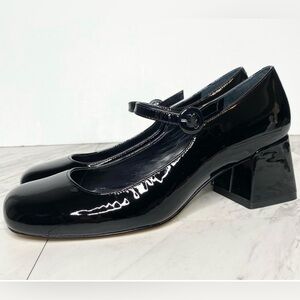 New! Marc Fisher Nessily Black Patent Block Heel Mary Jane Pump 9 1/2 M